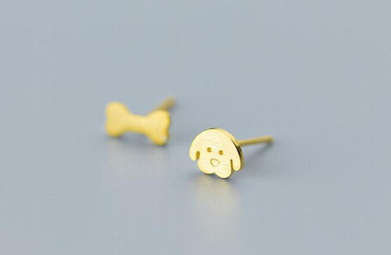 MloveAcc Dog & Bone Stud Earrings 925 Sterling Silver for Women Girls