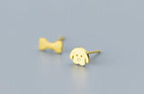 MloveAcc Dog & Bone Stud Earrings 925 Sterling Silver for Women Girls