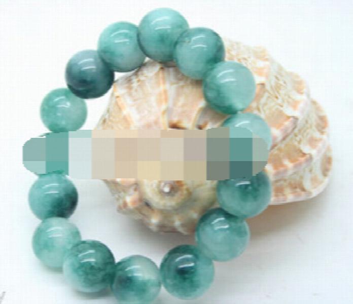 Green Stone Round Beaded Bangle Bracelet