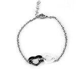 Heart Shape Ceramic Bracelet Siver Fill Stainless Steel Link Bracelets For Women