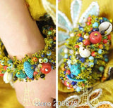 Summer Beach Bangle Lampwork Shell Stone Button Bracelet
