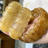 Yellow Jade Stone Beads Bracelet Gemstone Bangle for Women
