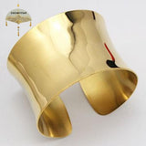 Golden Stainless Steel Wide Cuff Bangle Bracelet for Women