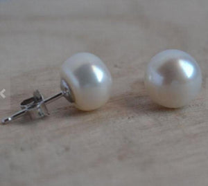 9mm Freshwater Pearl Stud 925 Silver Earrings Wedding