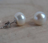 9mm Freshwater Pearl Stud 925 Silver Earrings Wedding