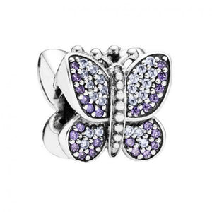925 Silver Beads Pink Flower Butterfly Crown Heart Pendants