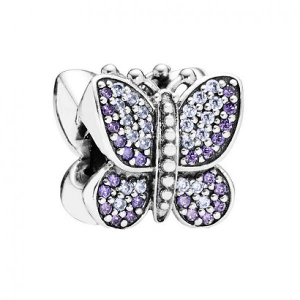 925 Silver Beads Pink Flower Butterfly Crown Heart Pendants