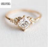 Princess Cut Zircon Engagement Ring Vintage Promise Wedding Rings For Women