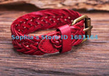 G122 Red Classic Braided Leather Bracelet Men