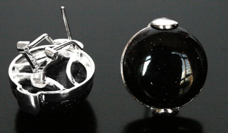925 Silver 18mm Sand Jade Stud Earrings