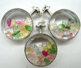 Natural Stone Irregular Gravel & Glass Pendant for DIY Jewelry Making