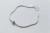 925 Sterling Silver Snakebone & Lucky Ball ANKLET Bracelet GTLS858