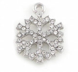 20PCS 15x19mm Rhinestones Snowflake Pendant Charms DIY Accessory