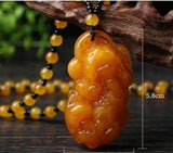 Amber Honey Pixiu Sweater Chain Pendant Necklace