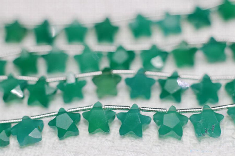 Green Chalcedony Star Shape Faceted 8mm Loose Beads for DIY Jewelry Making