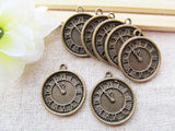 60pcs Vintage Round ClockTime Pendant Charm DIY Jewelry Accessory