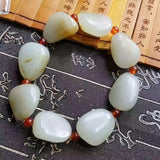 Natural Hetian Jade Rough Stone Bracelet Men's and Women's Jewelry