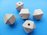 50pcs 20mm Unfinished Wood Spacer Beads,14 Hedron Geometric Figure Beads