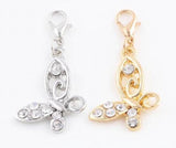 20PCS 20x28mm Rhinestones Butterfly Hang Pendant Charms DIY Accessory