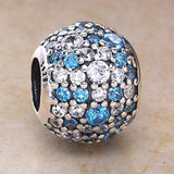 S925 Sterling Pave Lights Silver Charm Multi-Colored CZ Bracelet DIY Beads