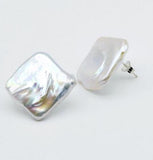 Baroque Freshwater Pearl Silver Earrings - Fashionable Ladies Jewelry
