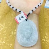 Jade Beauty Pendant with Tri-Color Bead Necklace