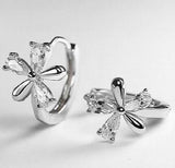925 Silver Natural Stone Hollow Out Zircon Crystal Earrings
