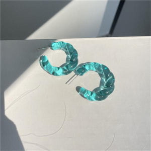 Korea Acrylic Pearl C-shaped Hoop Earrings Bling Resin Stud Statement Jewelry