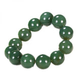 Hetian Jade Dark Green Round Bead Bracelet Men's Women's Jewelry