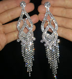 Chandelier Tassel Dangle Earrings Clear Crystal Rhinestone Dangling Earring