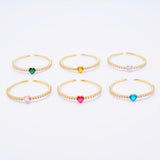 Heart Crystal Open Bangle Women's Bracelet Zircon Jewelry