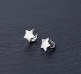 925 Sterling Silver Star Huggie Hoop Earrings 11mm