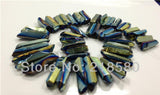 Titanium Rainbow Green Quartz Crystal Points Briolettes Beads 16" Strand