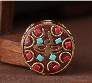 10pcs Retro Prayer Buddha Beads Nepal Beads Stone Tibetan Charms