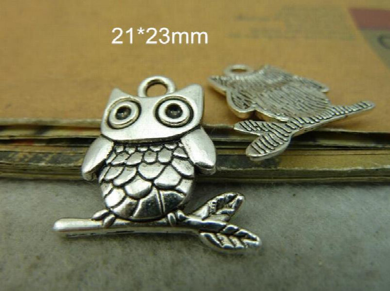 Lot of 40 Owl Charms 21x23mm Tibetan Silver Lead-Free