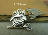 Lot of 40 Owl Charms 21x23mm Tibetan Silver Lead-Free