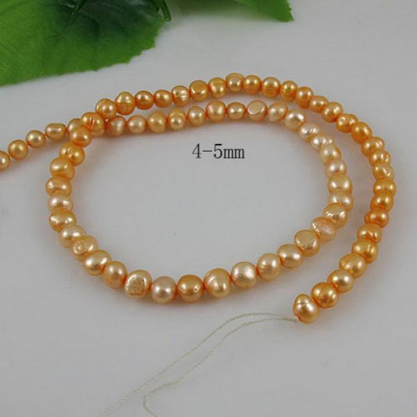 Orange Baroque AA 4-5MM Freshwater Pearl Full Strand DIY Jewelry Making