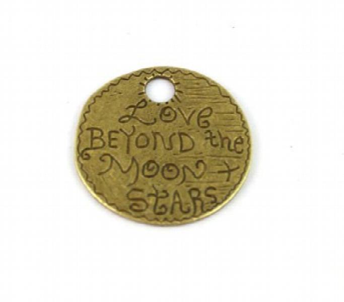 45PCS Antique Bronze Word Round Charm 38mm A13346B