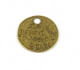45PCS Antique Bronze Word Round Charm 38mm A13346B