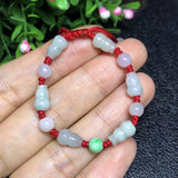 Jade Emerald Gourd Beads Bracelet Bangle Charm Jewelry Hand Knitted