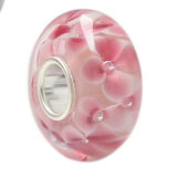 925 Silver 3D Flowers Line Glass Charm Beads For Bracelet