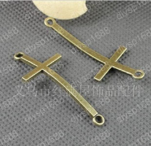 100pcs Antique Bronze Plated Cross Charms Pendants for DIY Jewelry Making