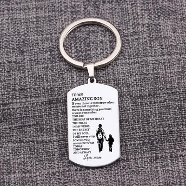 Mom's Graduation Gift- To My Amazing Son Keychain Dog Tag Pendant