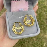 Mini 18mm Name Earrings Personalized Letter Twist Hoops For Kids