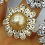 Pearl Flowers Rings CZ Finger Rings Beads Charm Ring Bohemian Jewelry