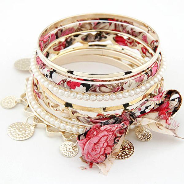 Colorful Fabric Bracelets & Bangles Set for Women