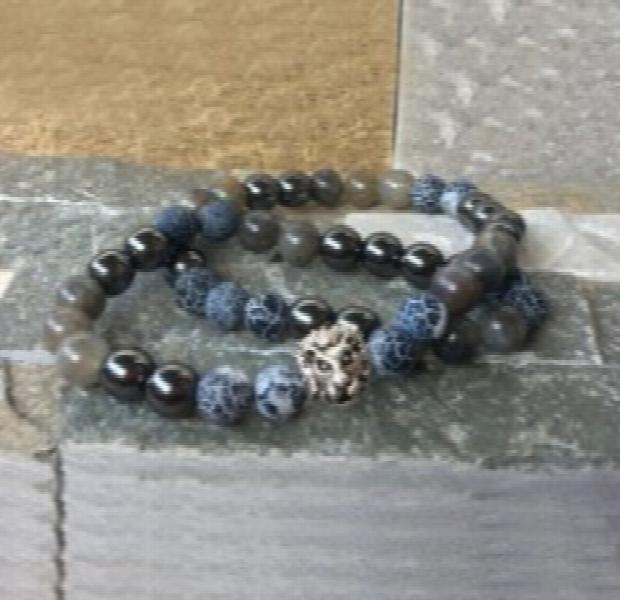 Hematite Labradorite A-gate Bracelet Set for Men