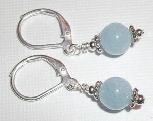 Aquamarine Gemstone Silver Earrings Charming Lady Gift Wedding