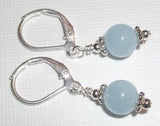 Aquamarine Gemstone Silver Earrings Charming Lady Gift Wedding