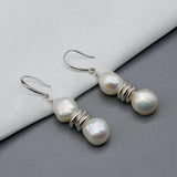 Baroque Pearl Dangle Earrings Natural Freshwater Silver Ring Accessory